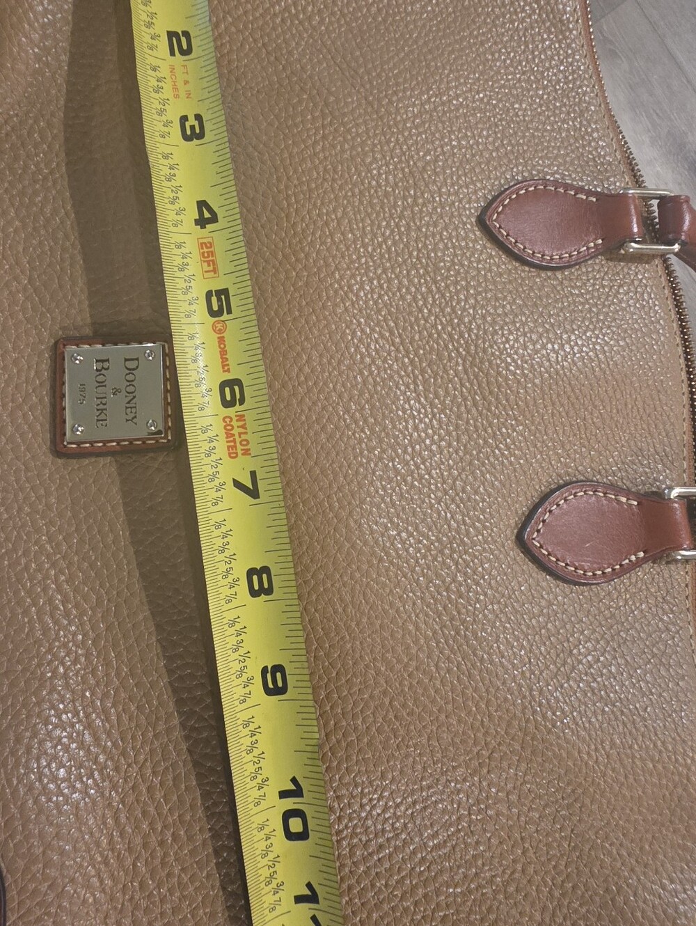 Dooney & Bourke Tan Pebbled Leather Satchel - Brown Trim - Picture 10 of 10